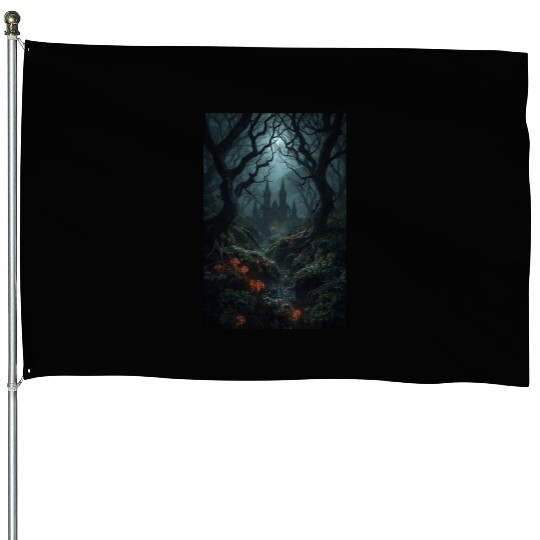 Enchanted Forest Castle Scene House Flags