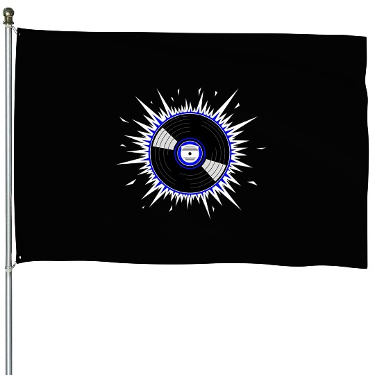 Vinyl Record Starburst Design House Flags