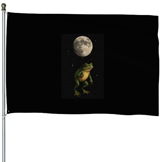 Lunar Frog Nightscape House Flags