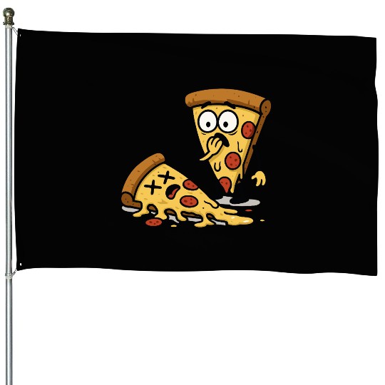 Pizza Slice Cartoon Expression House Flags