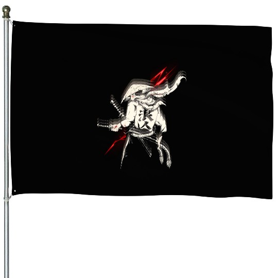 Futuristic Samurai Warrior Illustration House Flags