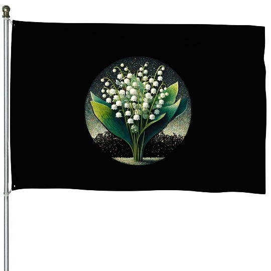 Mystical Lily of the Valley Illustration House Flags
