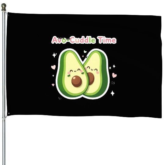 Cute Avocado Cuddle Design House Flags