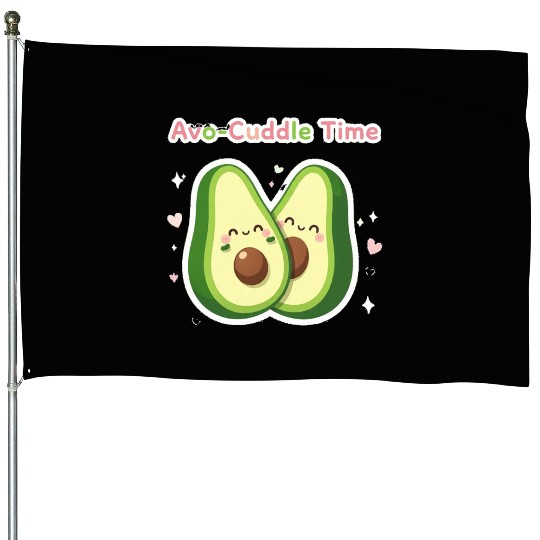 Cute Avocado Cuddle Design House Flags