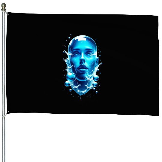 Futuristic Water-Alien Portrait House Flags