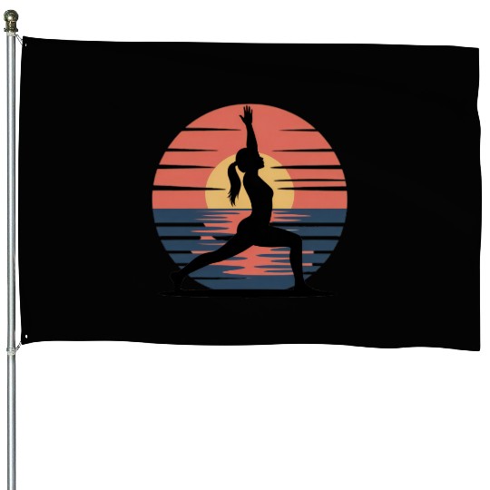 Sunset Yoga Silhouette Design House Flags