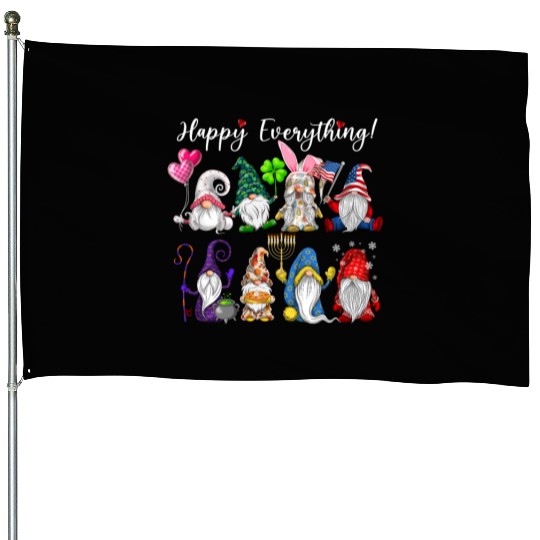 Happy Everything Gnomes Every Seasons All Year House Flags