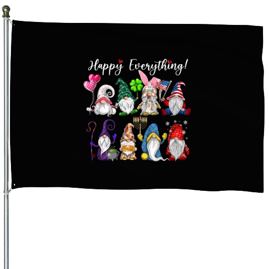 Happy Everything Gnomes Every Seasons All Year House Flags