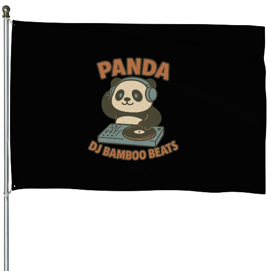 Panda DJ Bamboo Beats Illustration House Flags