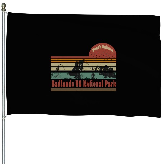 Badlands US National Park South Dakota Travel House Flags