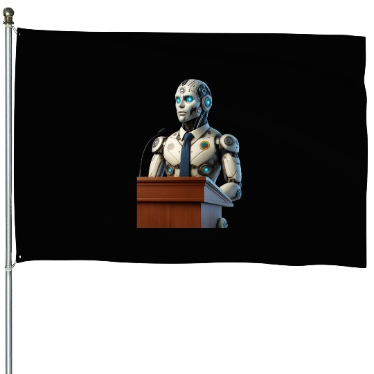 Futuristic Robot President House Flags