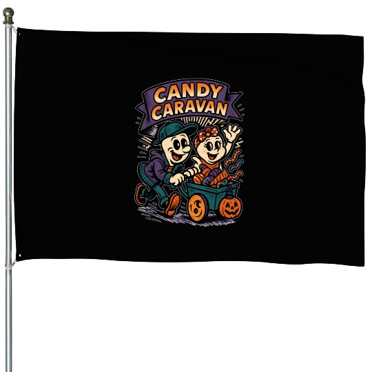 Candy Caravan Halloween Design House Flags