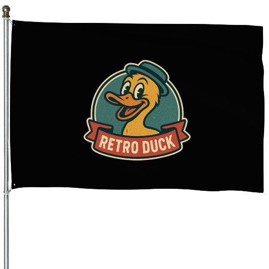 Retro Duck Badge Design House Flags