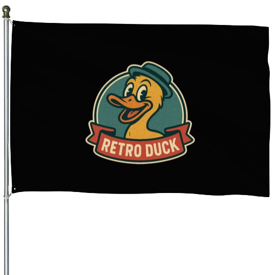 Retro Duck Badge Design House Flags