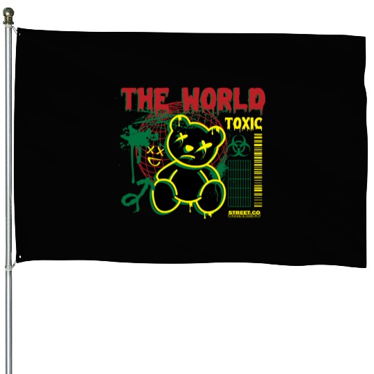 Toxic World Kawaii Bear Artwear House Flags