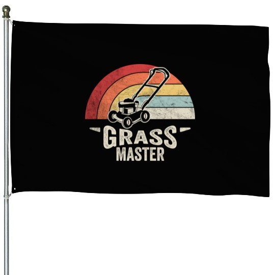 Grass Master Lawn Mowing Lawn Mower  Funny Retro House Flags