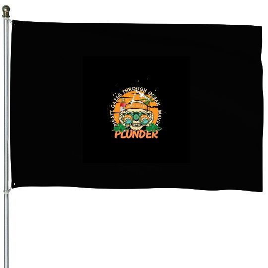 Pirate Skull with Binoculars – Ocean Waves Plunder House Flags