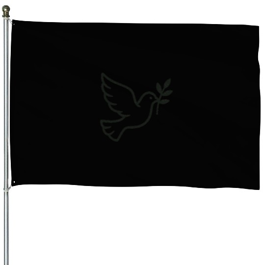 Elegant Doves with Olive Branch Design House Flags
