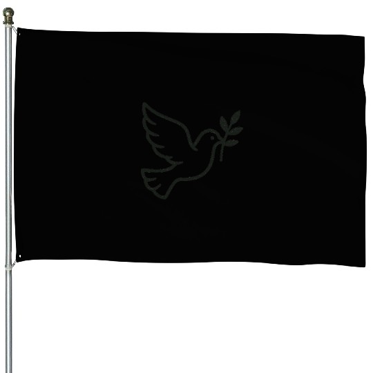 Elegant Doves with Olive Branch Design House Flags