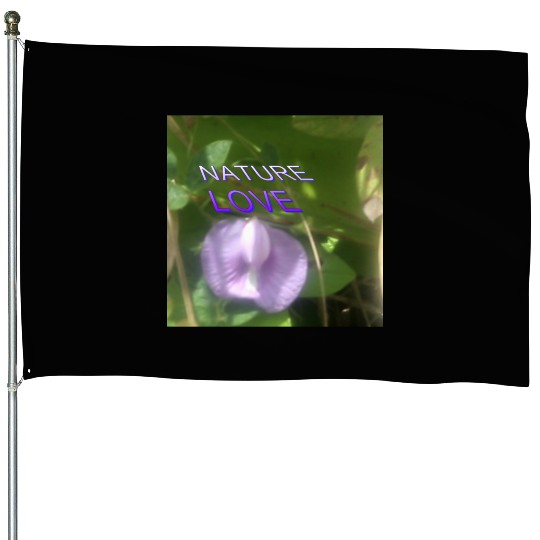 Nature Love with Purple Flower Art House Flags