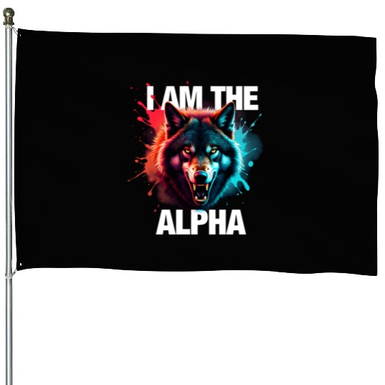 I Am The Alpha Wolf House Flags