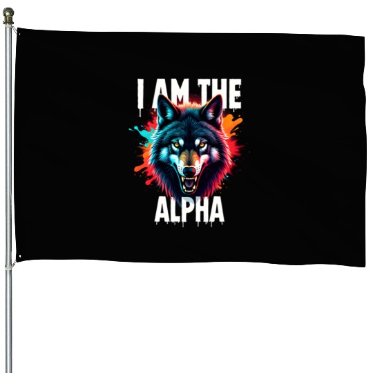 I Am The Alpha Wolf House Flags