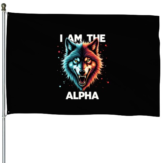 I Am The Alpha Wolf House Flags
