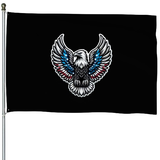 Patriotic Eagle Emblem House Flags