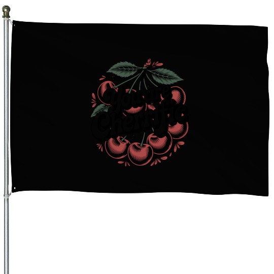Cherry Boho You're Cherrific Vintage Vibe House Flags