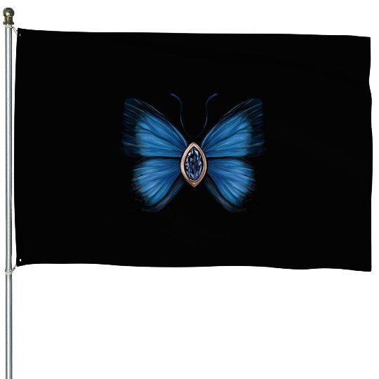 September Sapphire Blue Butterfly Gemstone Design House Flags