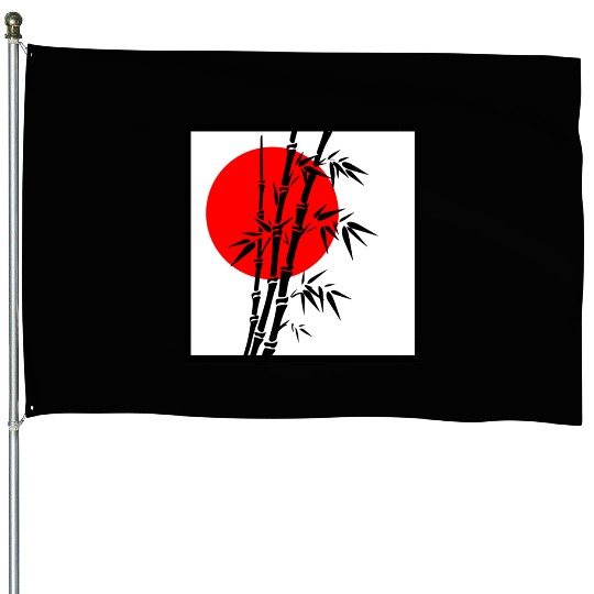 Japanese Bamboo Serenity House Flags