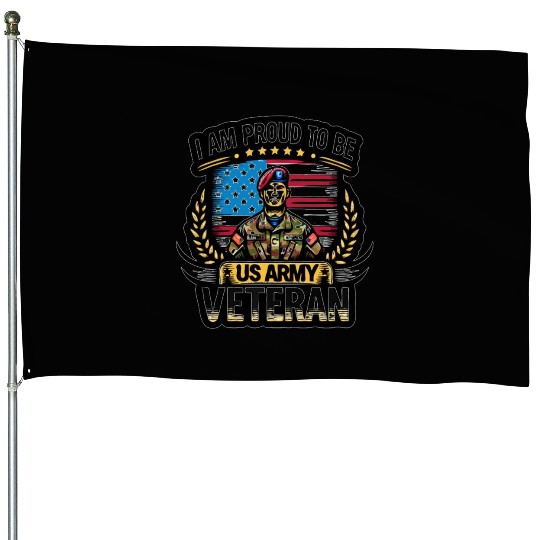Proud US Army Vet Emblem House Flags