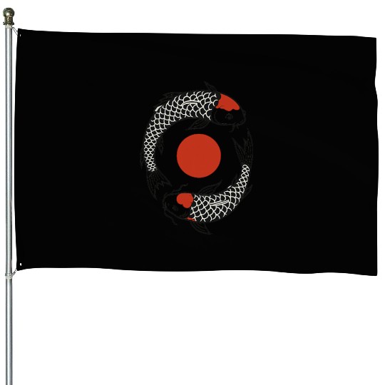 Koi Fish Yin Yang Symbol House Flags