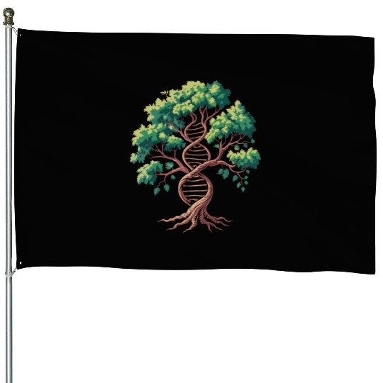 Tree of Life with DNA Spiral House Flags