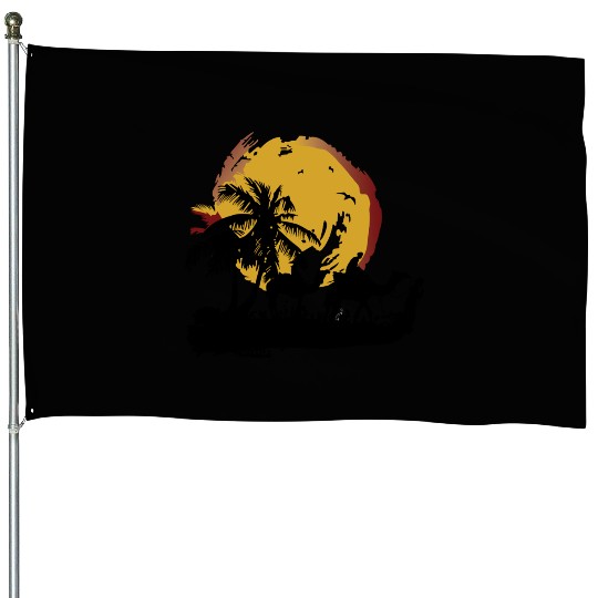 Tropical Sunset Night House Flags