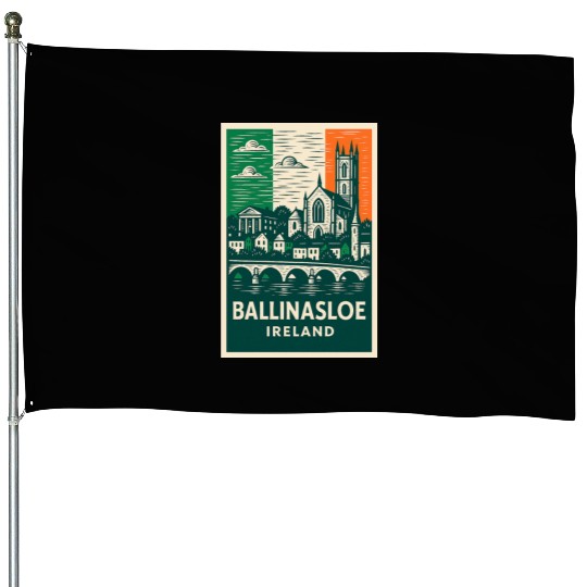 Ballinasloe Ireland Scenic Townscape House Flags