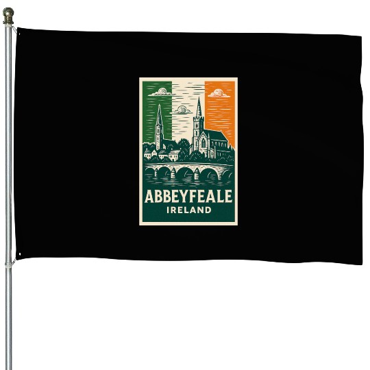 Abbeyfale Ireland Church Skyline House Flags