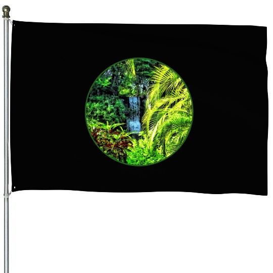 Bahamas - Tropical Waterfall House Flags