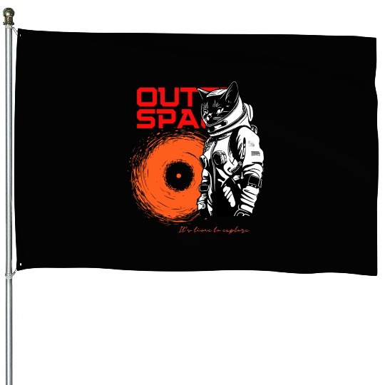 Space Cat Astronaut Adventure House Flags