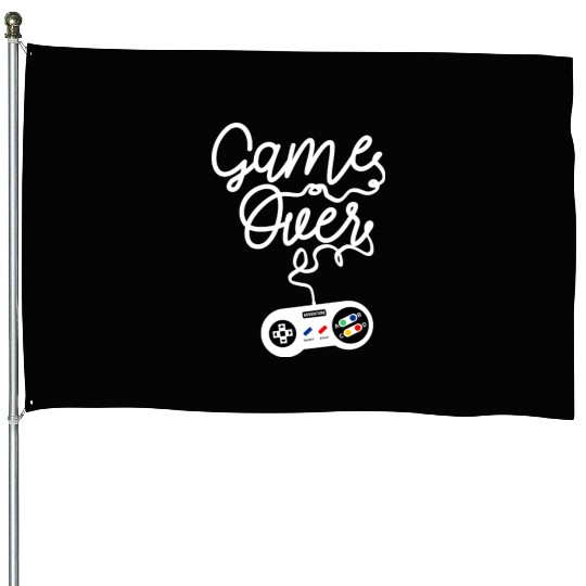 Game Over Gaming Console Illustration House Flags