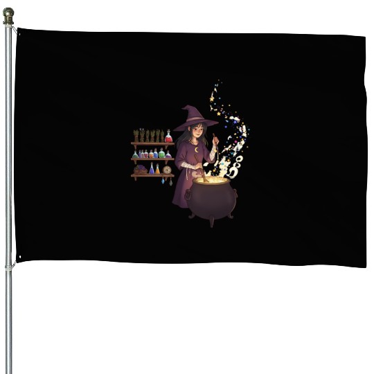 Enchanted Witch Potion Craft Design House Flags