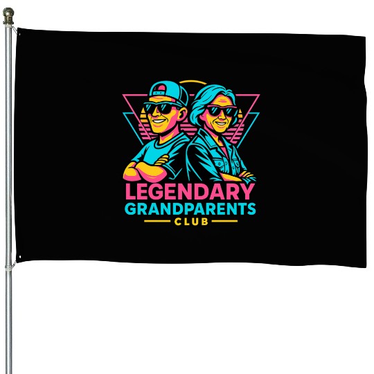 Legendary Grandparents Retro Neon House Flags