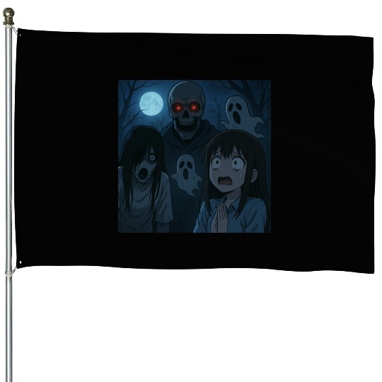 Haunted Nightmare Anime Horror Design House Flags