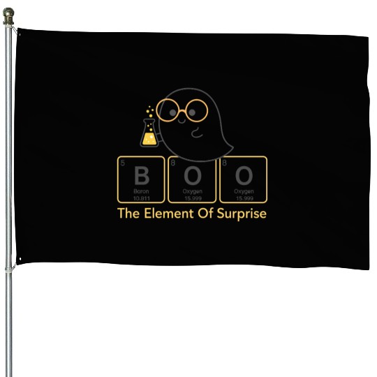 BOO - The Element of Surprise Cute Ghost Chemistr House Flags