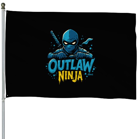 Outlaw Ninja Cartoon Design House Flags