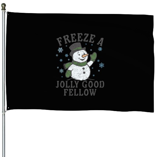 Frosty Snowman Jolly Greeting Design House Flags