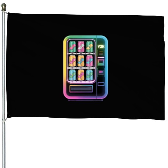 Y2K Cyber Vending Machine with Iridescent Drinks House Flags