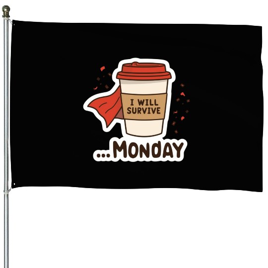 Superhero Coffee Survival Design House Flags