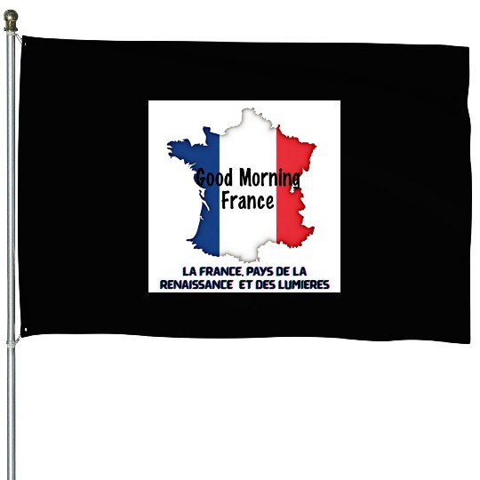 Map of France with Greeting Text House Flags