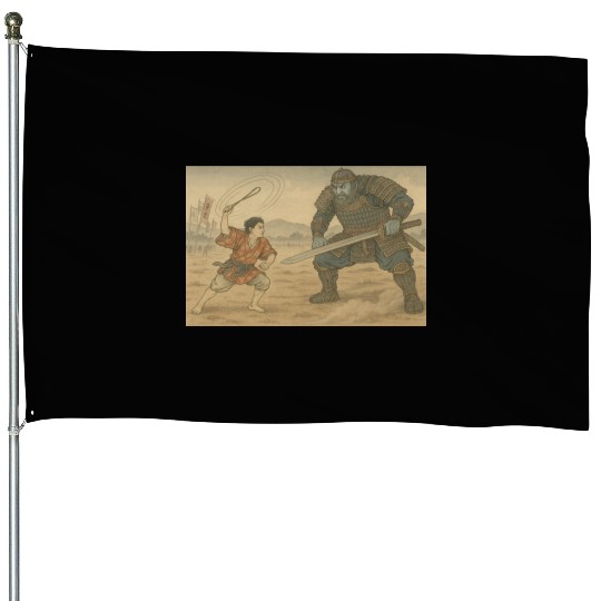 Epic Samurai Duel Illustration House Flags